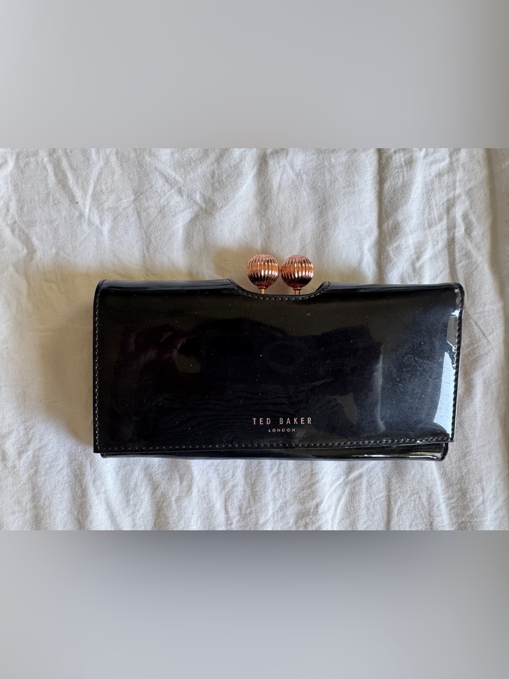 Ted Baker Black Clutch with Rose Gold hardware